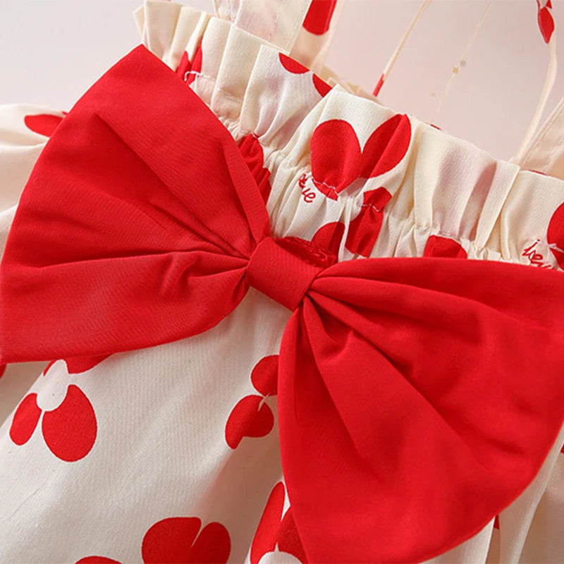 Bow and suspender top shorts set