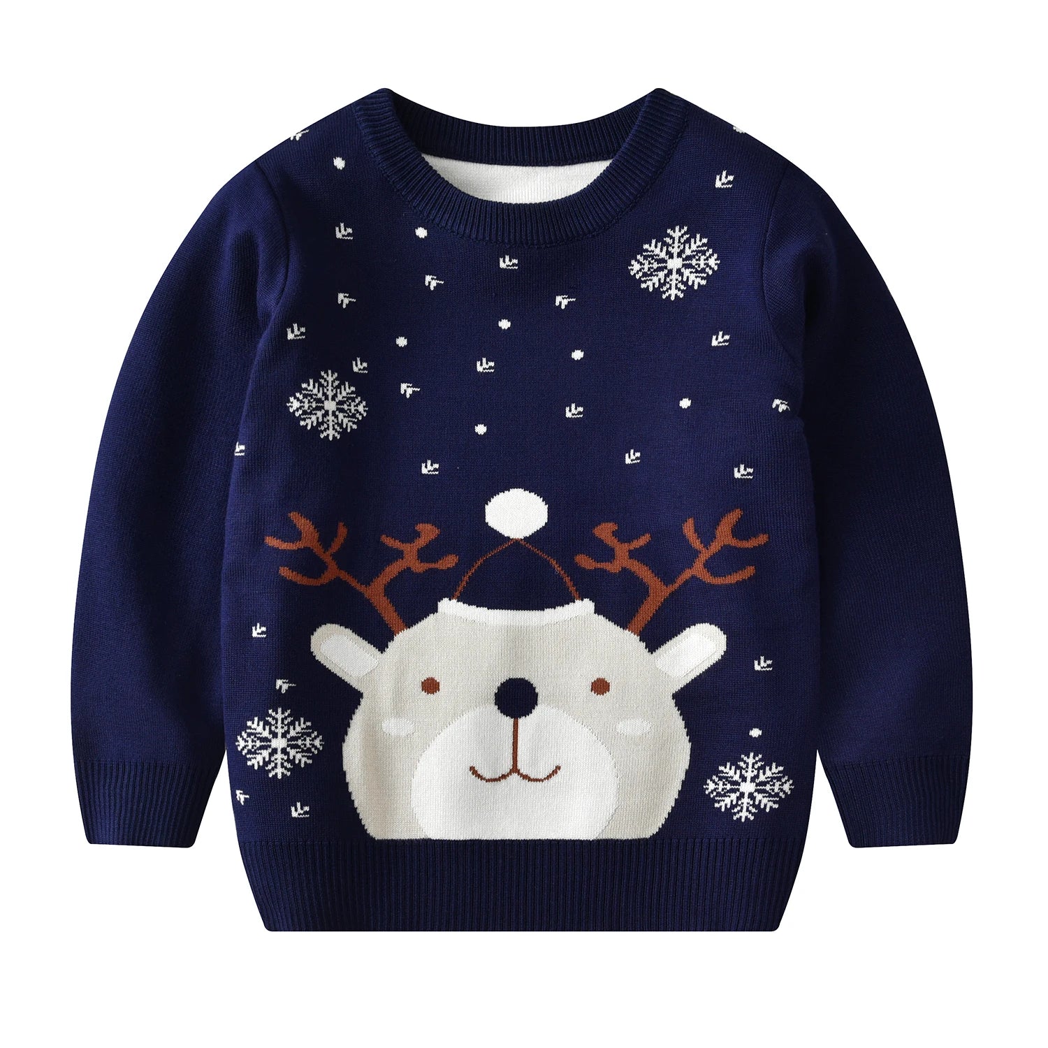 Boys Christmas Premium Snowflake Deer Sweater 3-7Y