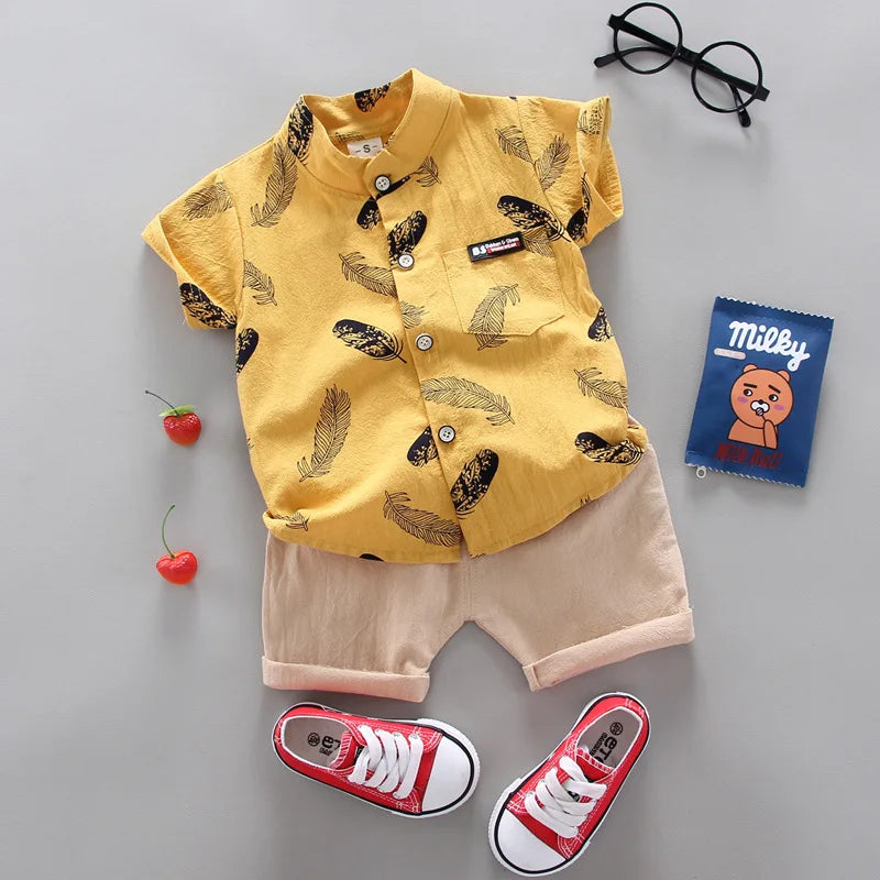 2024 Summer Baby Boy Outfit – 2PCS Top & Shorts Set