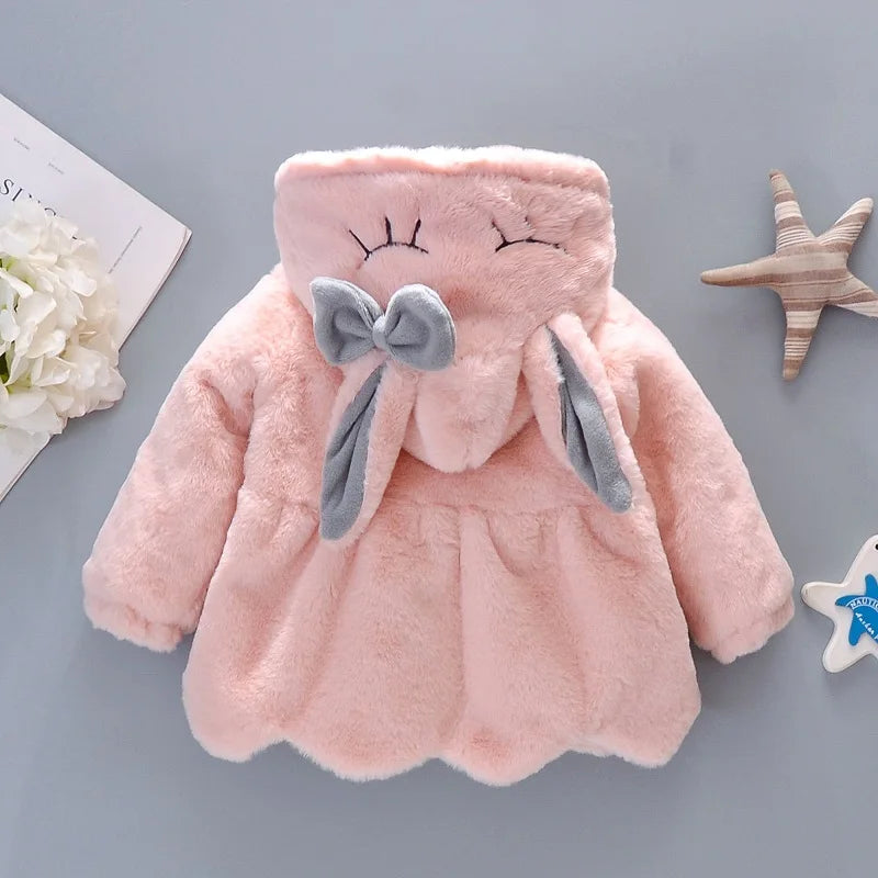 Baby Girl Winter Bow Coat with Bag 0–3Y