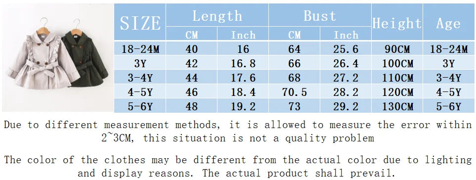 Cotton Baby Girls British Trench Coat