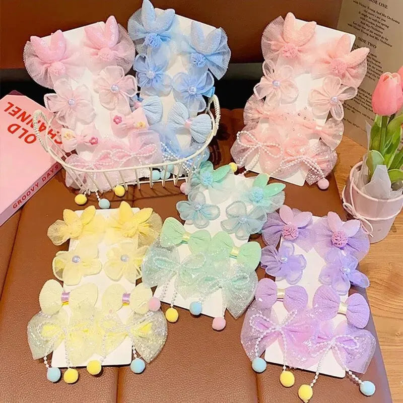 MOMSTAG 8-Piece Flower Bow Hair Clip Set