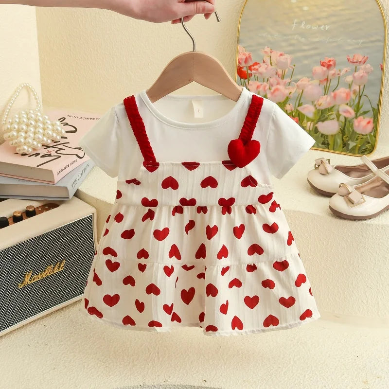 Heart-Shaped Printed Cute Baby Girl