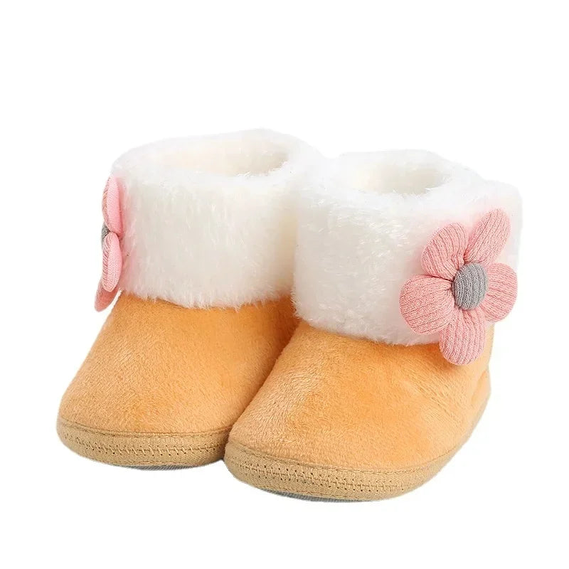 Solid Baby Booties with Pompom