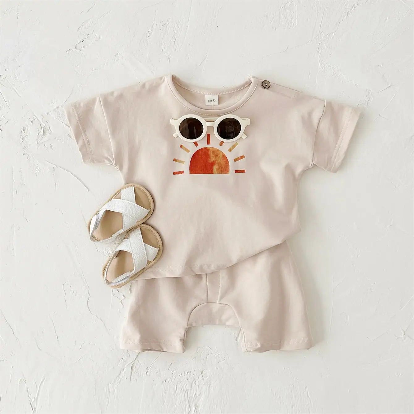 Baby Summer Outfit – 2-Piece Infant Clothes Set, Ice Cream & Sun Print T-Shirt with Shorts, Casual Wear for Boys & Girls