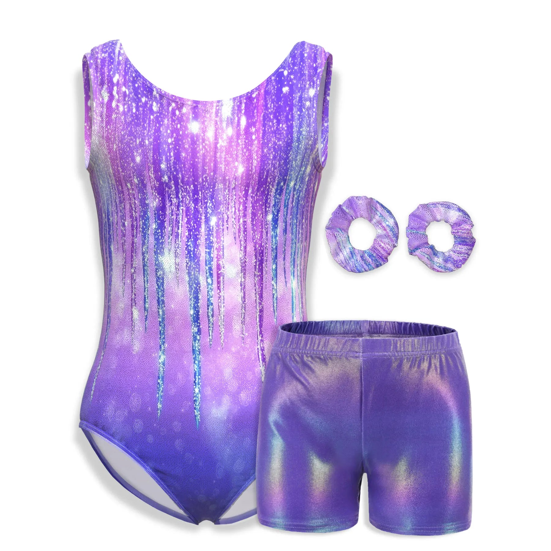 4-Piece Sleeveless Leotard Set for Girls