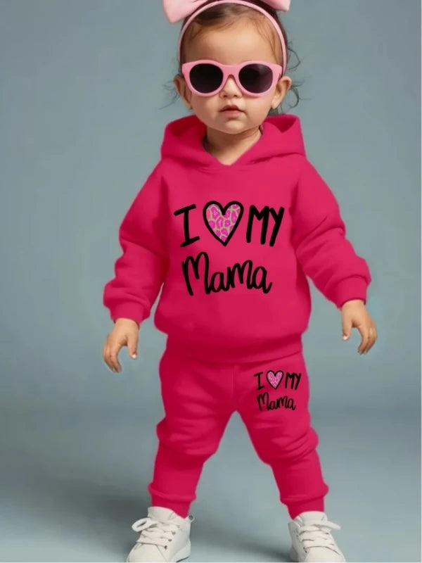 I Love My Mama Girls Hoodie Set