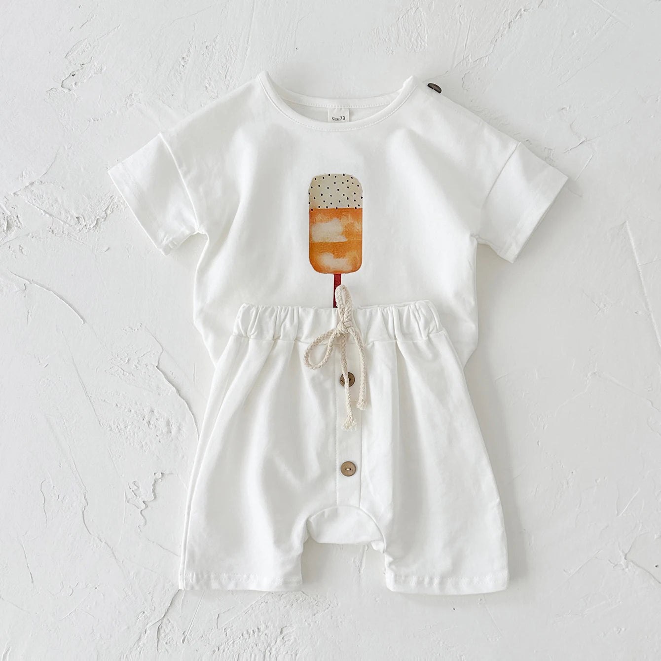 Baby Summer Outfit – 2-Piece Infant Clothes Set, Ice Cream & Sun Print T-Shirt with Shorts, Casual Wear for Boys & Girls