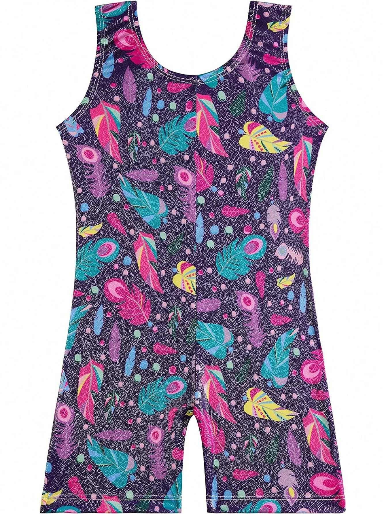 Shiny Feathered Leotard for Girls’ Gymnastics & Dance