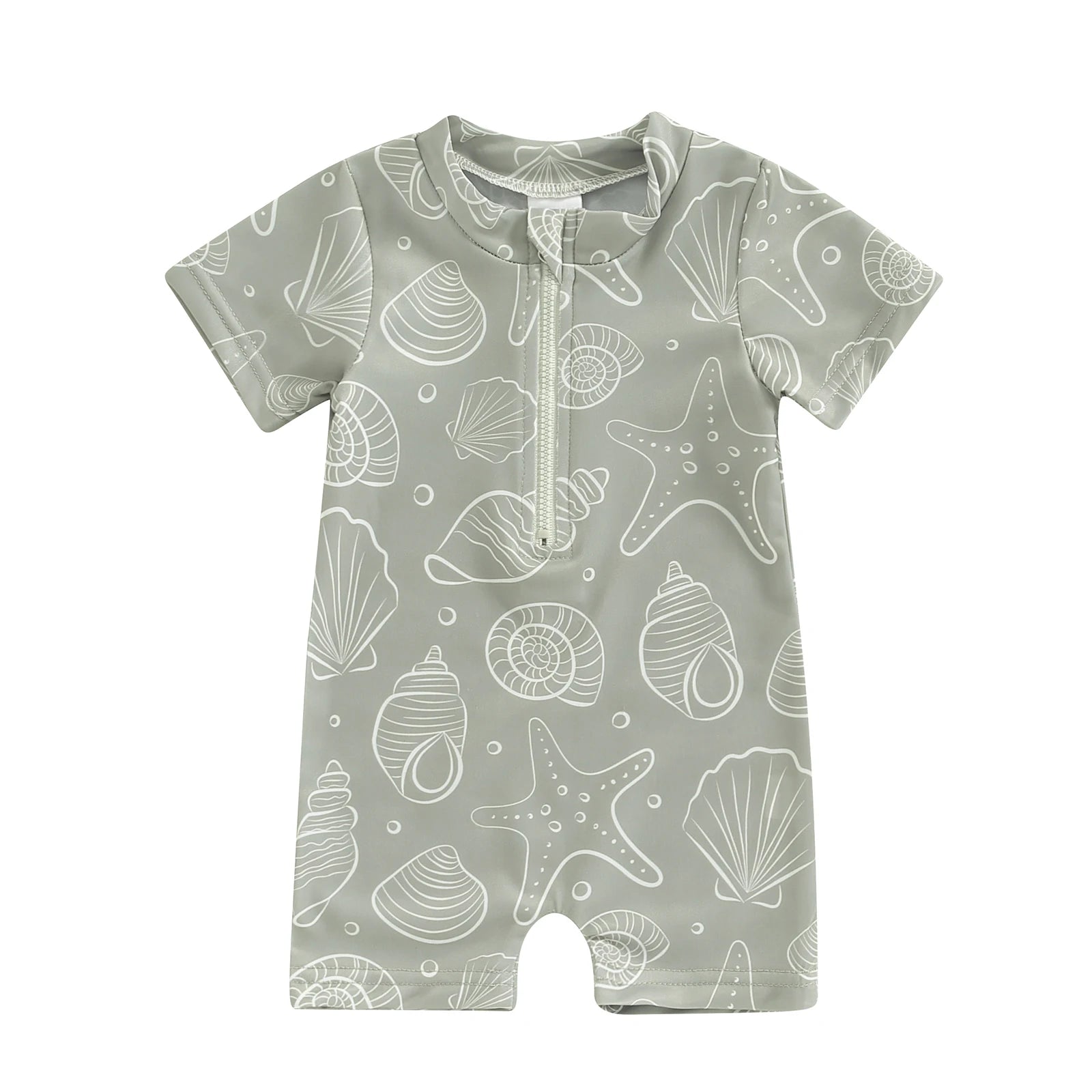 Boys' Sea Print Zipper Swimsuit