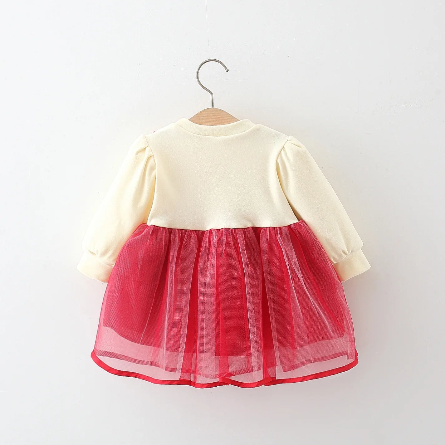 Baby Girl Princess Dress – Red Bowtie Mesh Outfit for Spring & Autumn (1Y)