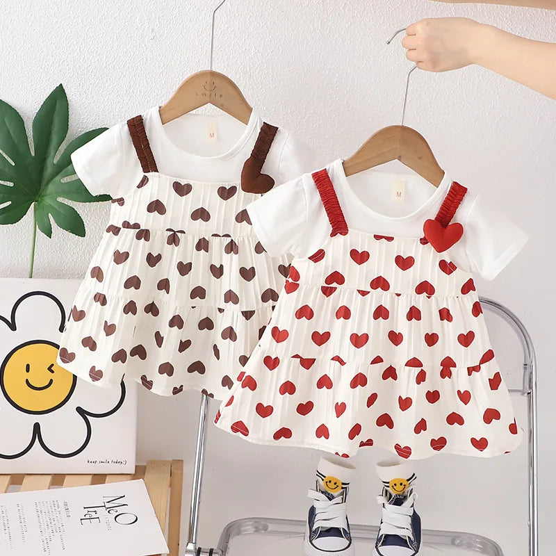 Heart-Shaped Printed Cute Baby Girl