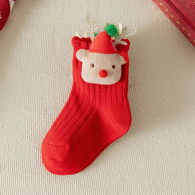 Girls Christmas Cotton Socks with Bows