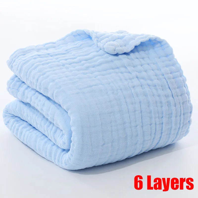 MOMSTAG 6-Layer Gauze Cotton Baby Bath Towel & Washcloth Set