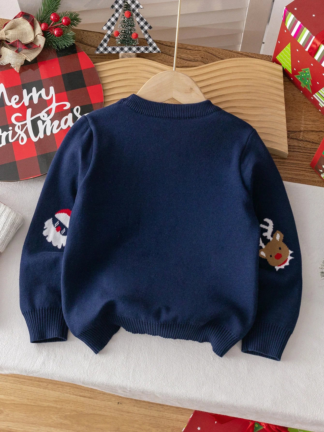Kids Christmas Tree Sticker Print Sweater