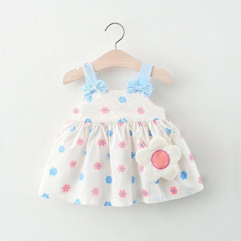 Printed Summer Dress with Bag – Girls