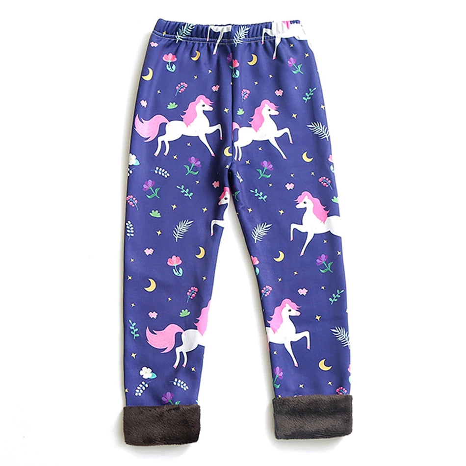 Girls Cozy Fleece-Lined Butterfly Leggings