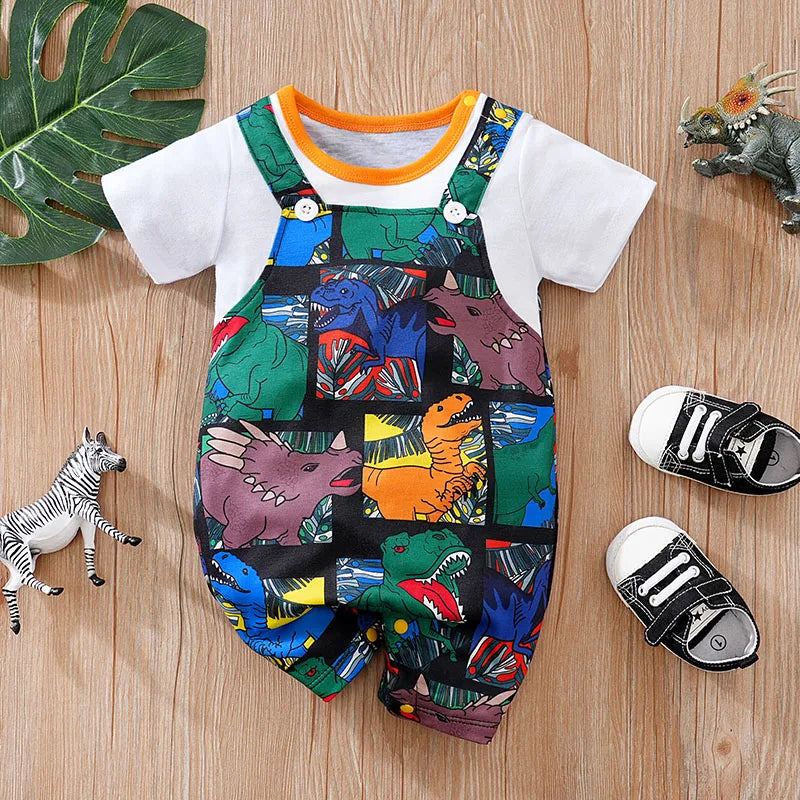 MOMSTAG Summer Cartoon Dinosaur Bodysuit