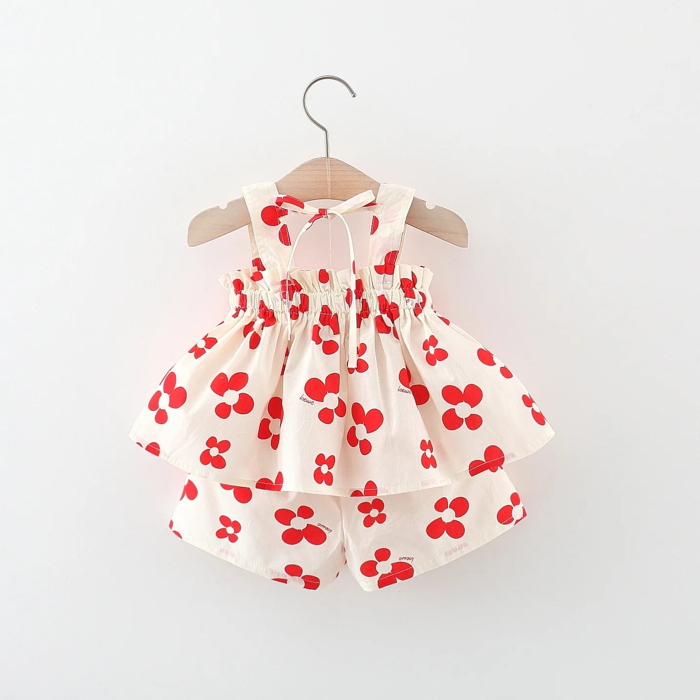 Bow and suspender top shorts set