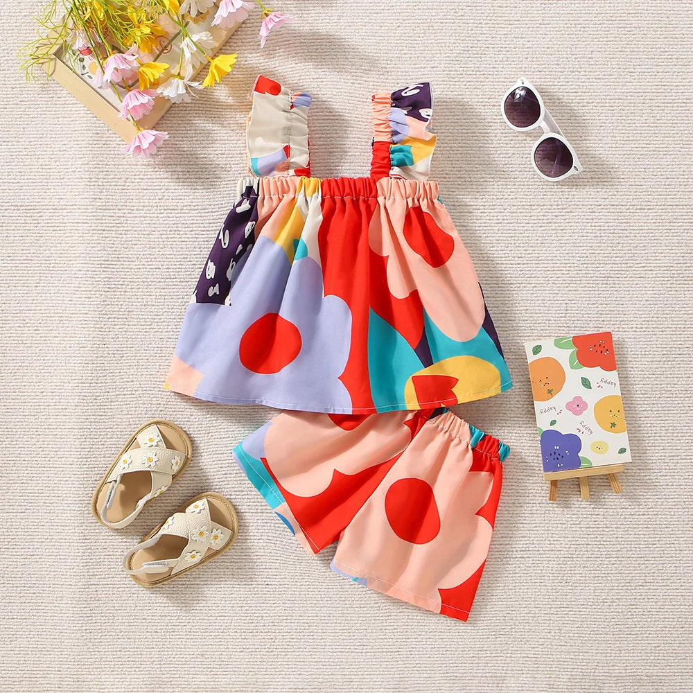 Girls' Graffiti Print Summer Set