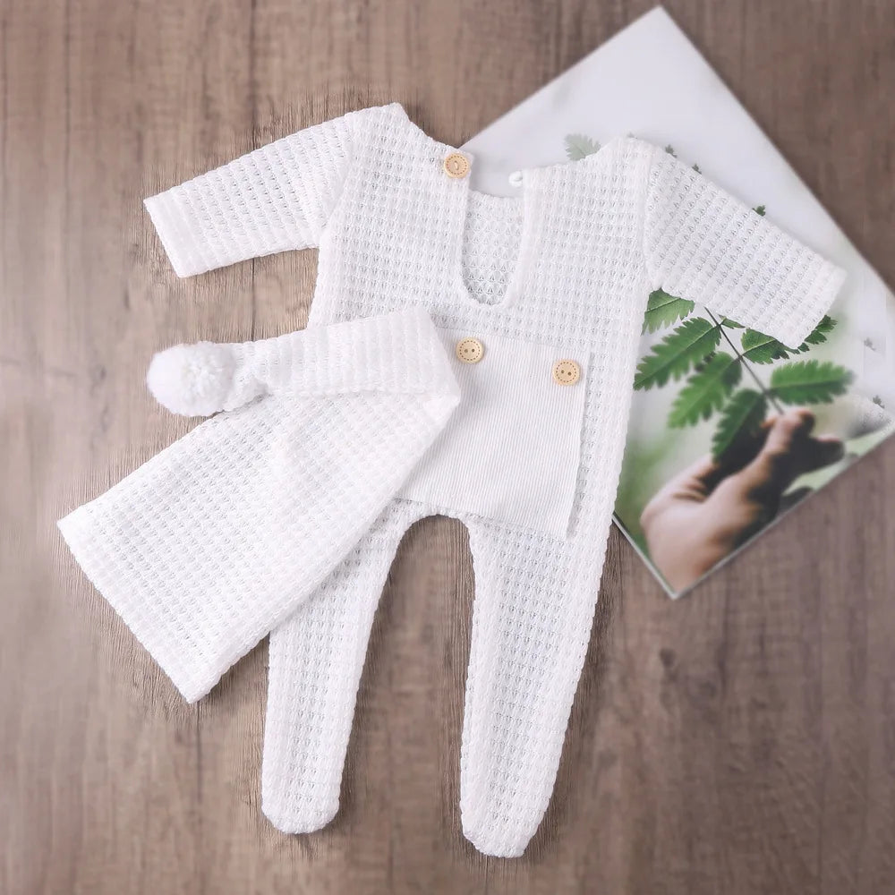 Crochet Newborn Outfit — Romper and Sleepy Hat Knit Set