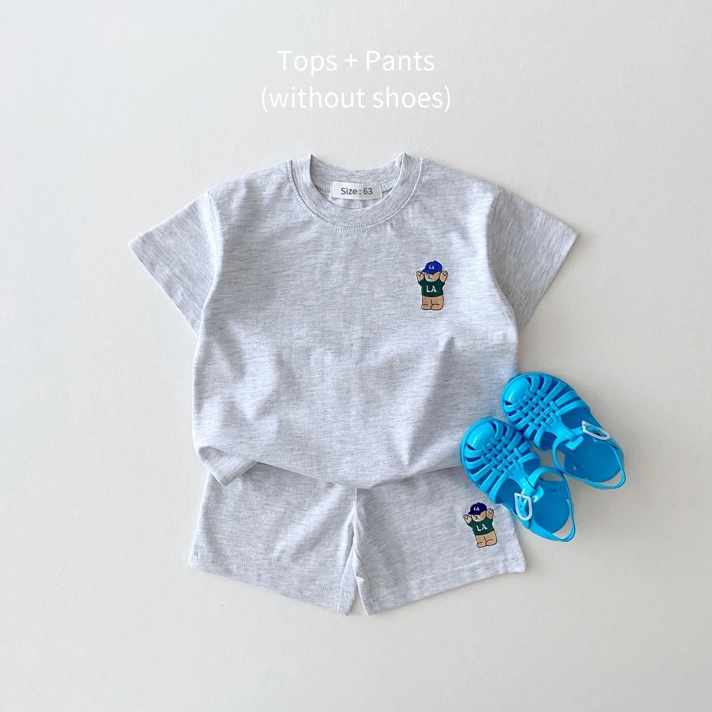 2-Piece Top & Bottom Set for Boys & Girls, Casual Sports Suit with Bear Embroidery