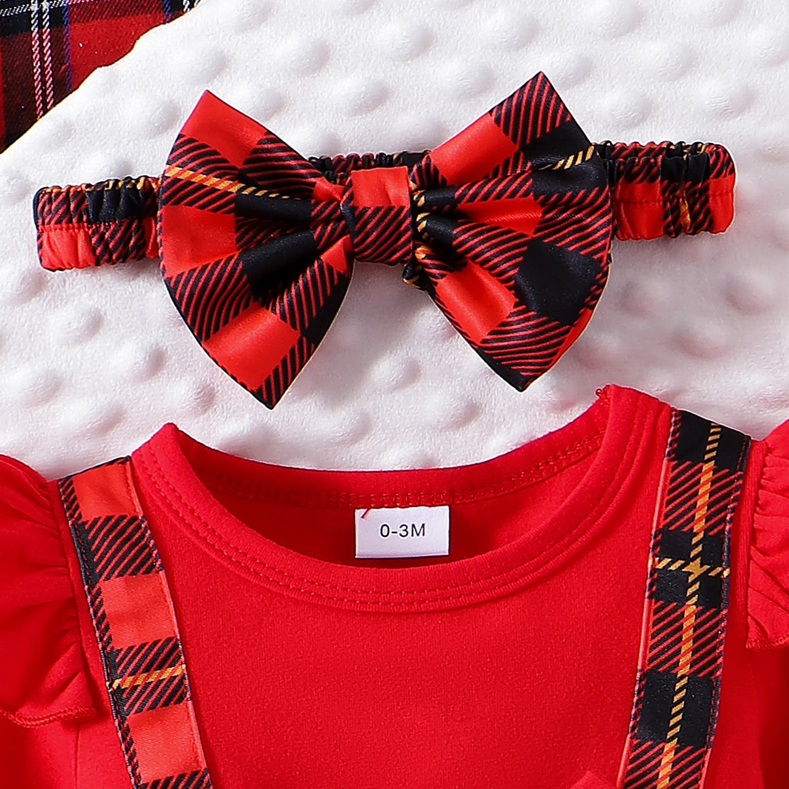 Baby Girl Christmas Plaid Bodysuit Set