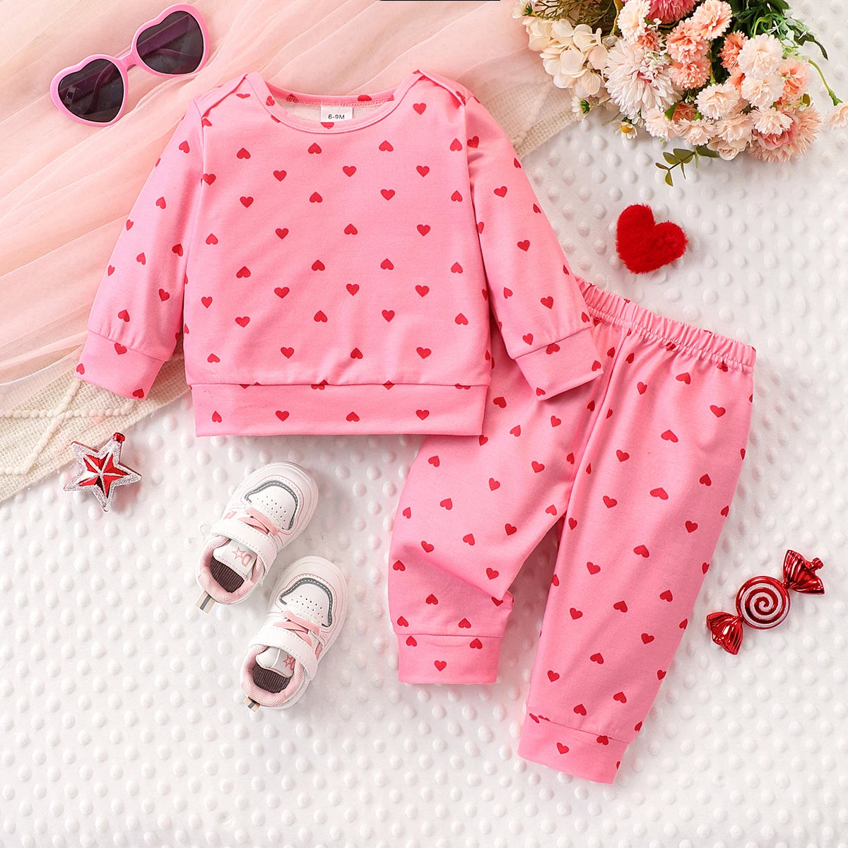 Baby Pink Heart Lounge Set