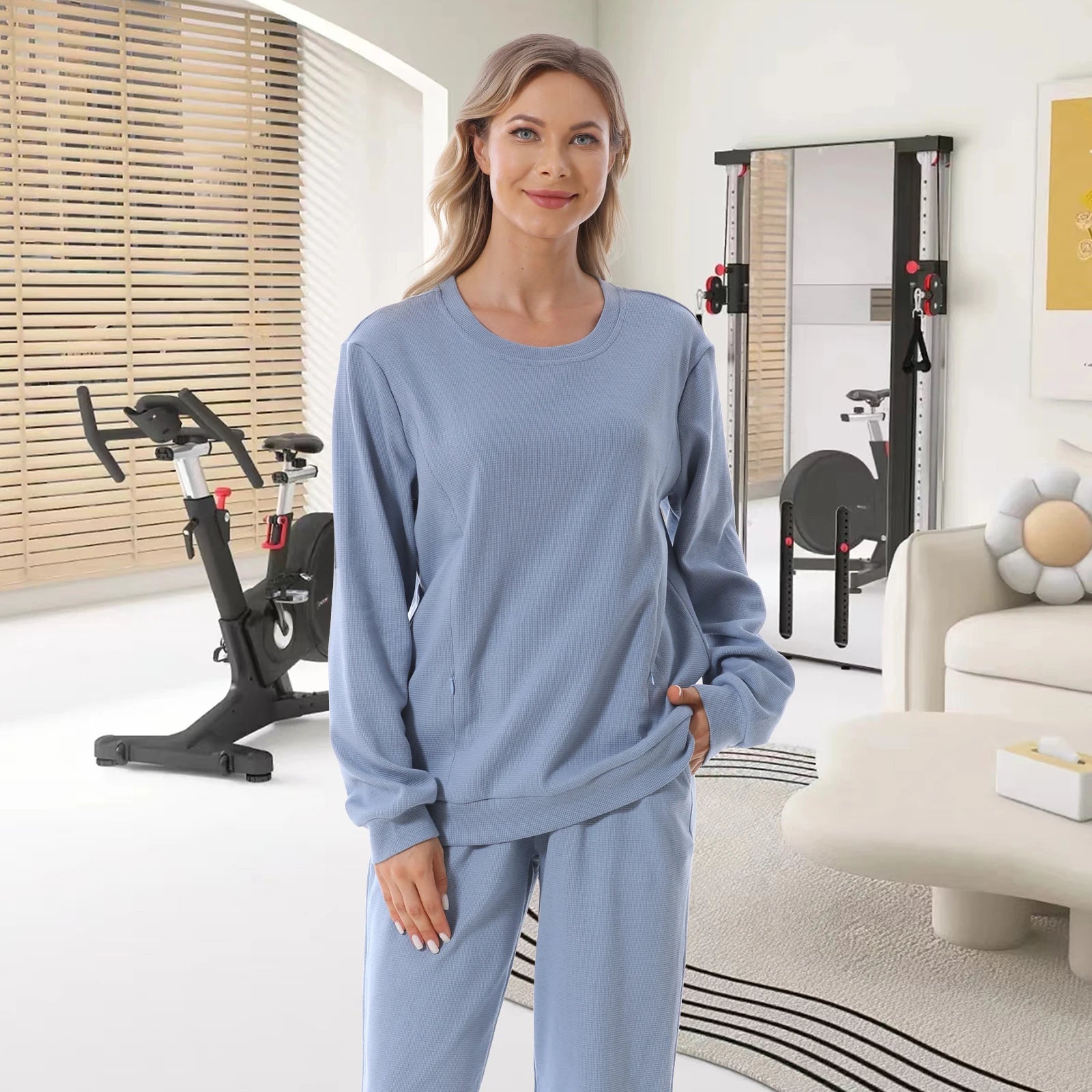 MOMSTAG Maternity Waffle Breastfeeding Hoodie