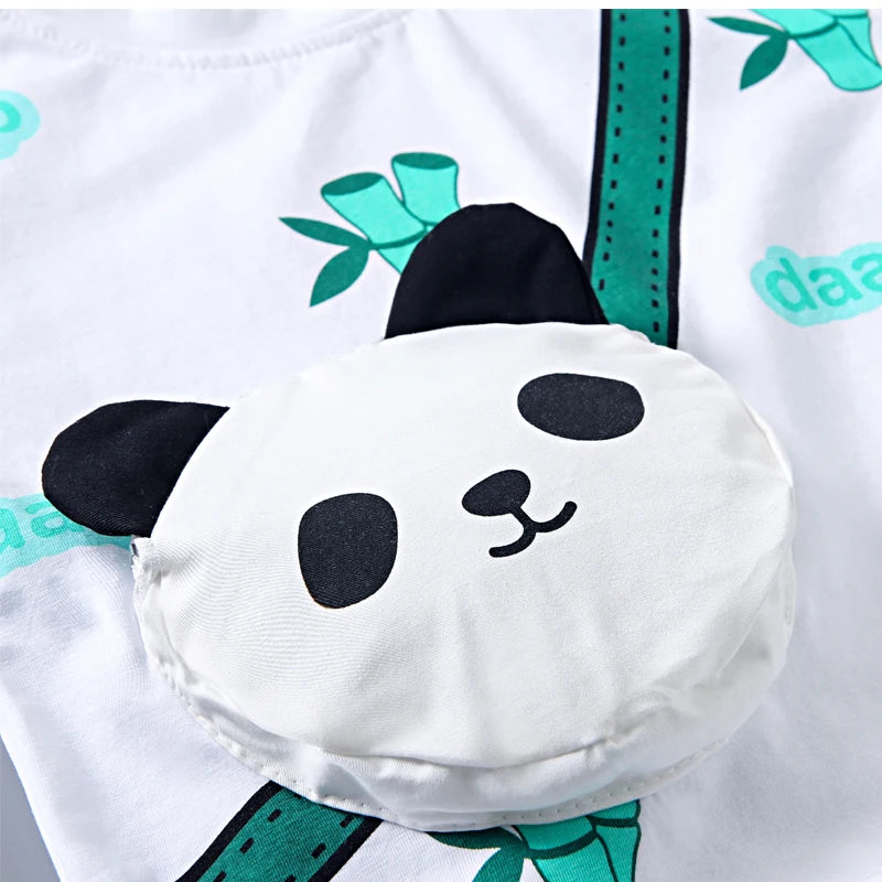 Title: Cartoon Bag Denim Shorts Set (Unisex)