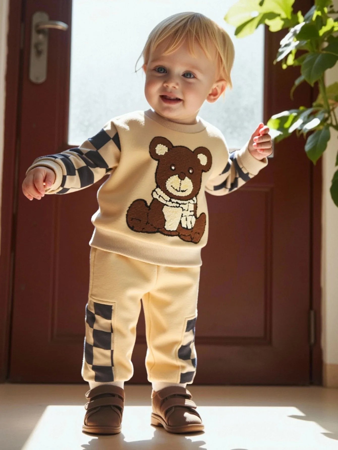 Cub Cotton Plaid Hoodie Set