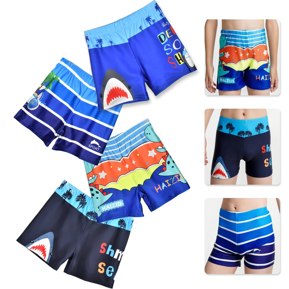Quick-Dry Shorts with Dinosaur & Shark Prints