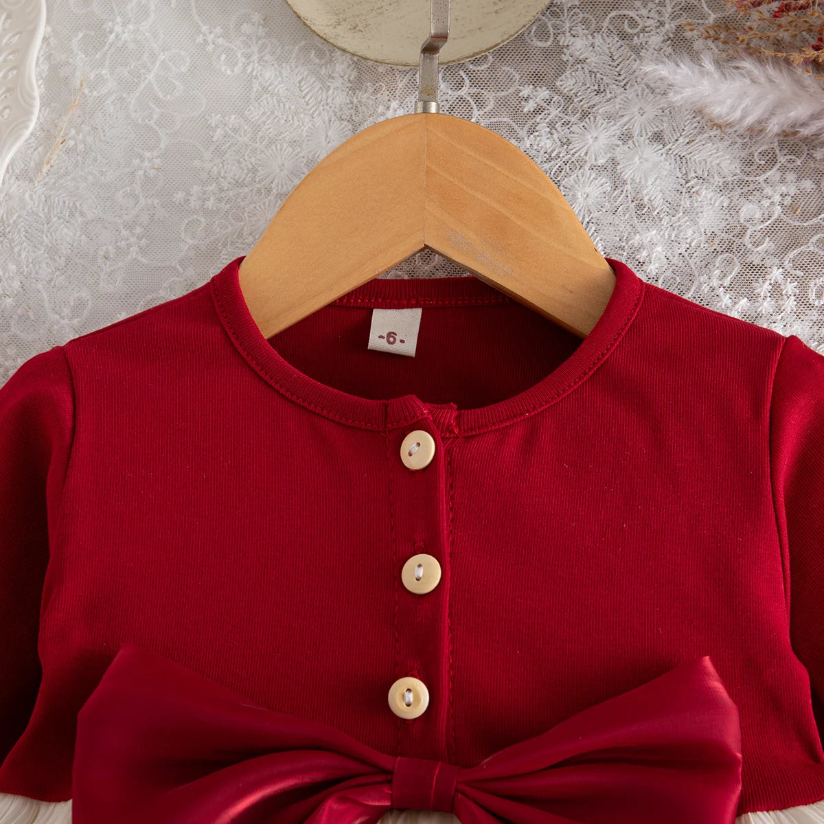 Red Bow Baby Girl Christmas Ball Gown