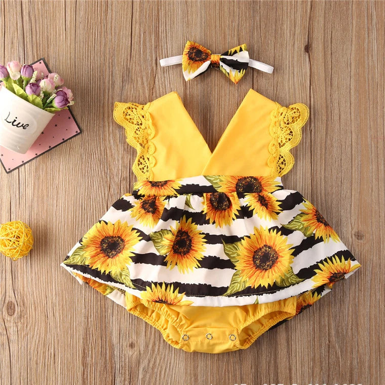 2-Piece Newborn Lace Dress & Princess Skirt with Red Flower Design (0-24M)