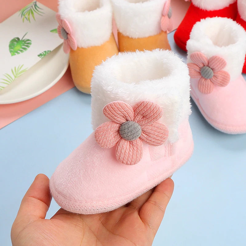 Solid Baby Booties with Pompom