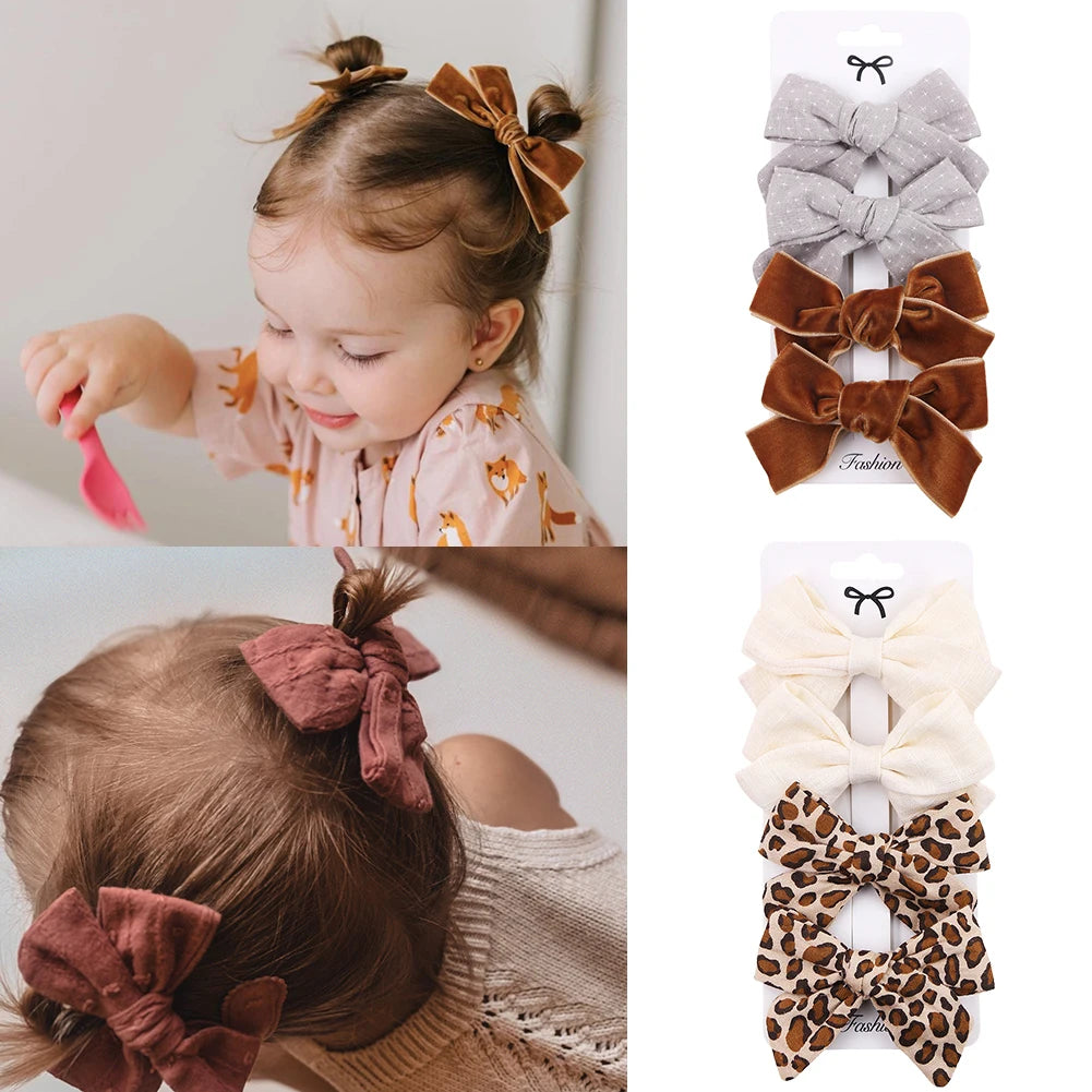 Leopard Dot Bow Hair Accessories – Kids Set