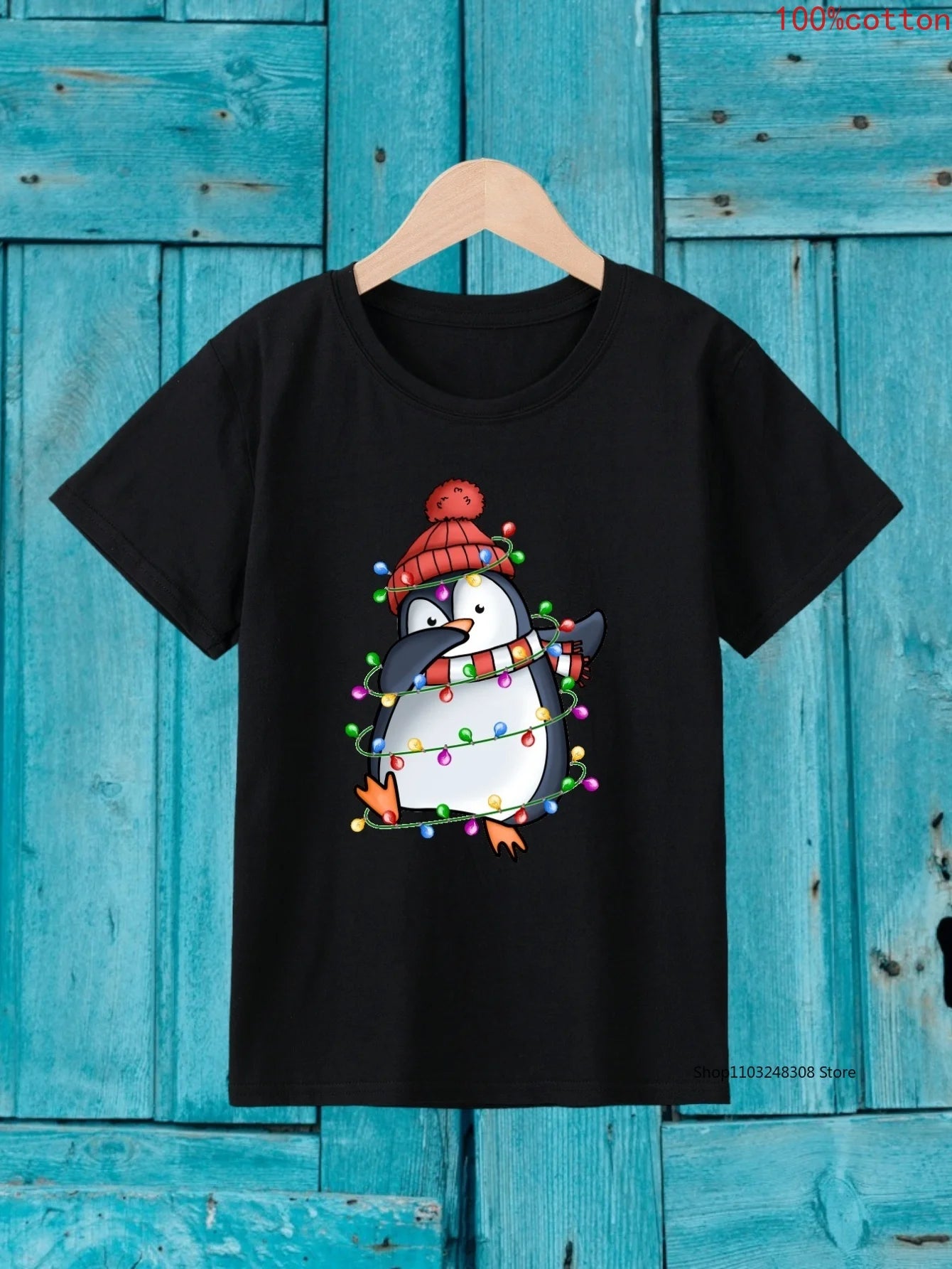 Christmas Dancing Penguin Print Boys Creative T-shirt