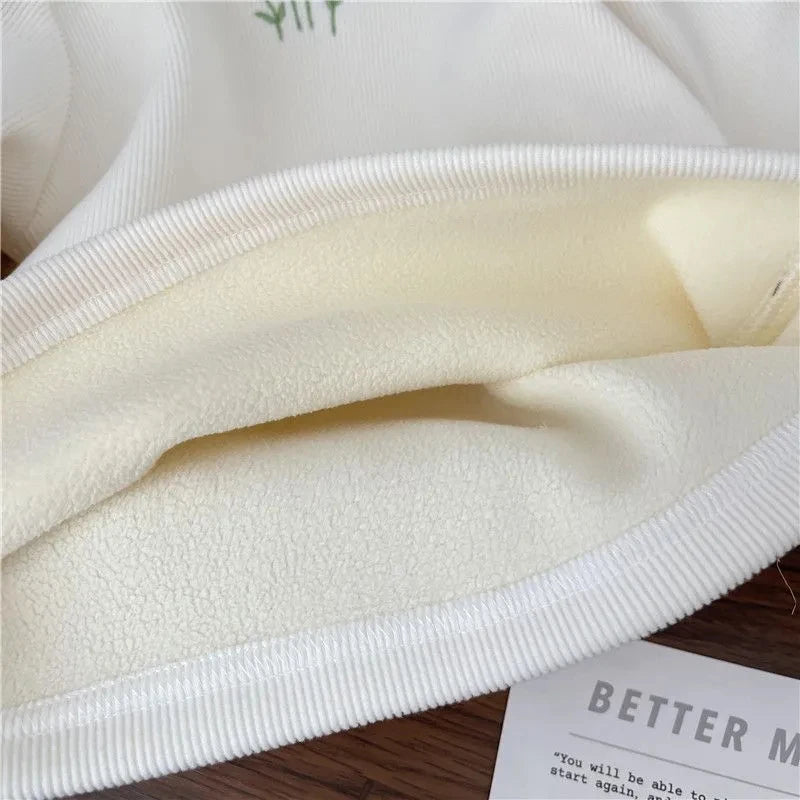 Girls Puff Sleeve Floral Winter Sweater