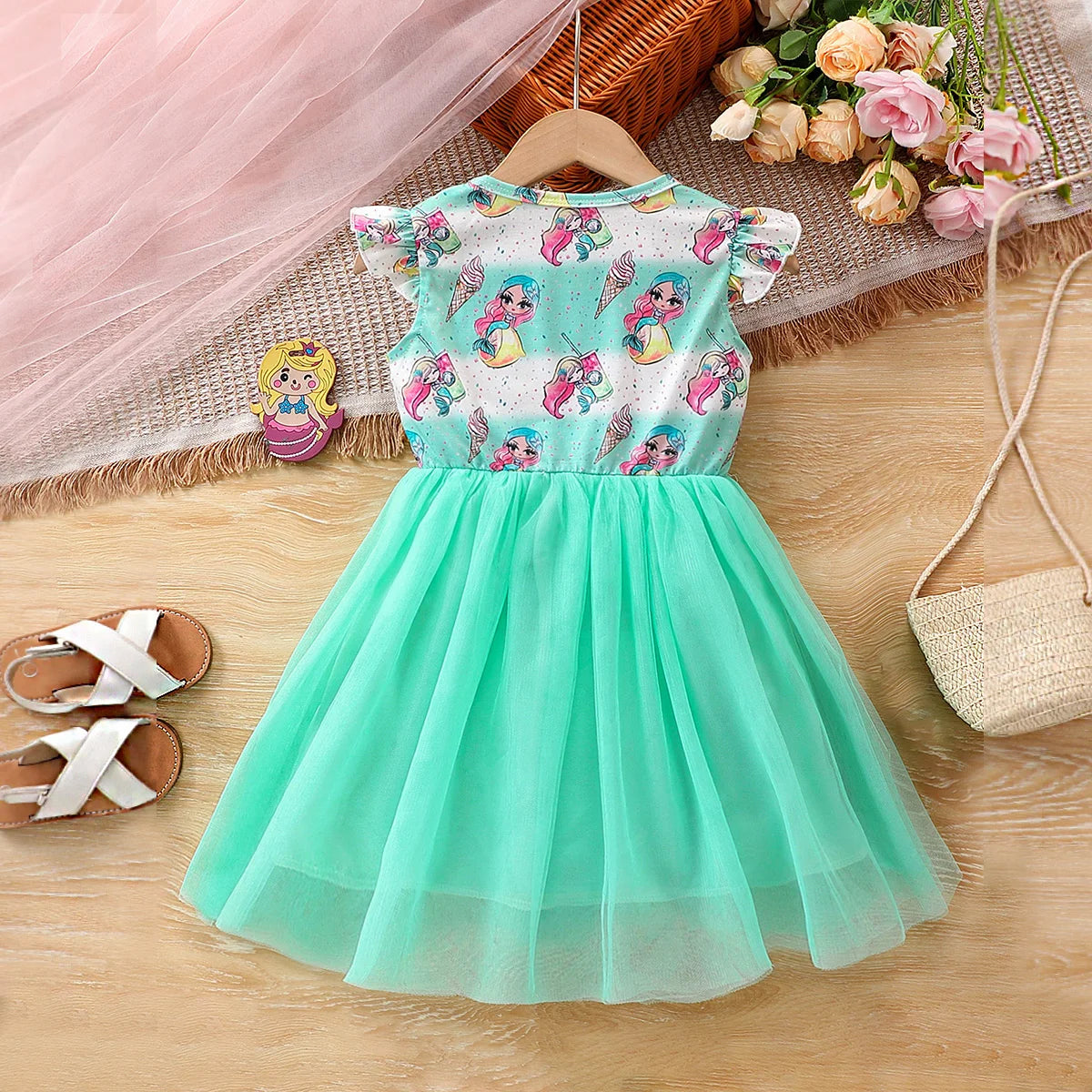 Summer Cartoon Mermaid Princess Dress