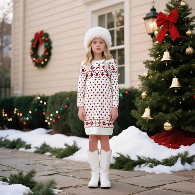 Girls Fashion Christmas Sweater Dress