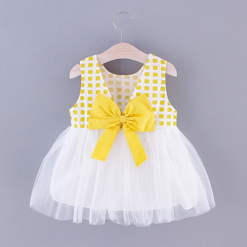 Mesh Grid, Bow Detail, Sleeveless Princess Beach Outfit