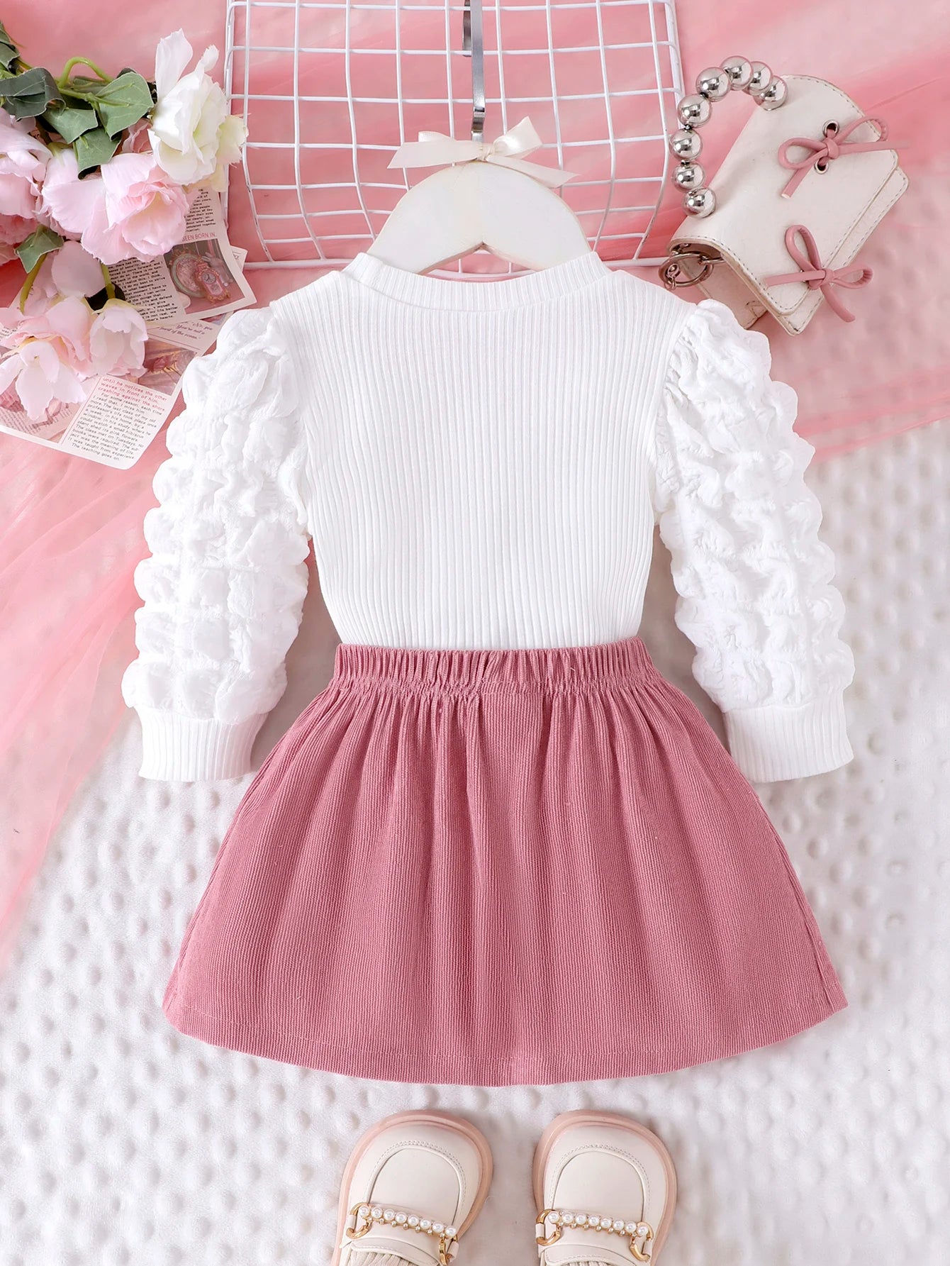 Cute Winter Bow Heart Top and Shorts Set