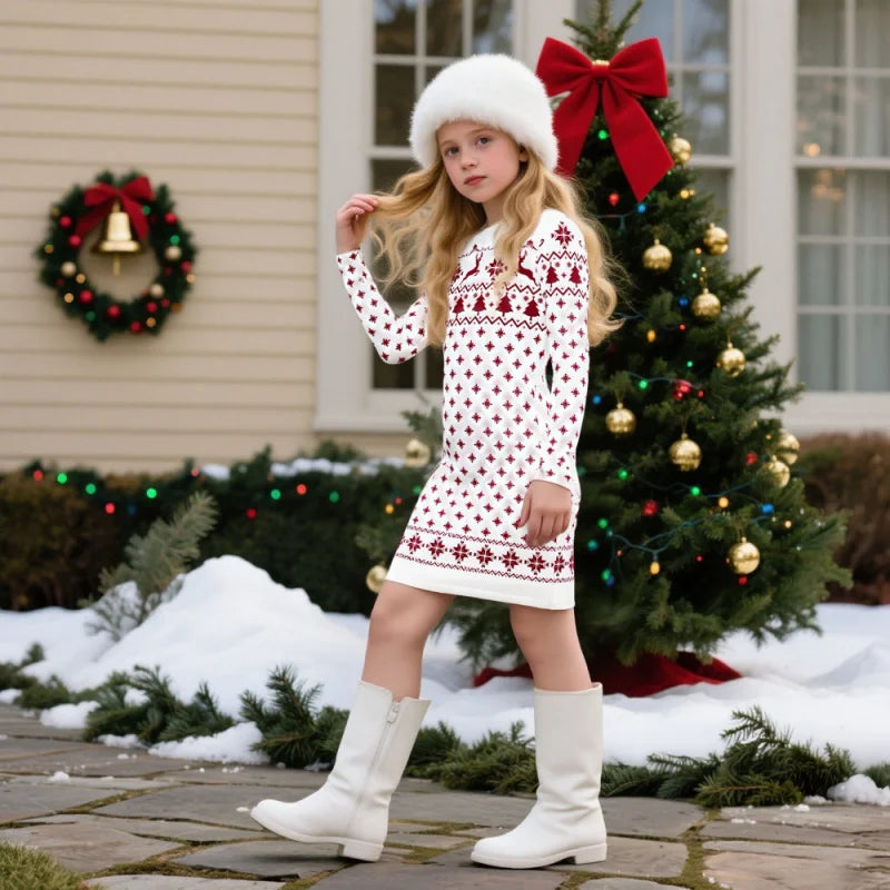 Girls Fashion Christmas Sweater Dress