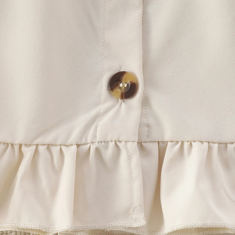 Girls Clothing Simple Sleeveless Set Button Vest Design +Beige Pants Kids Casual Suits