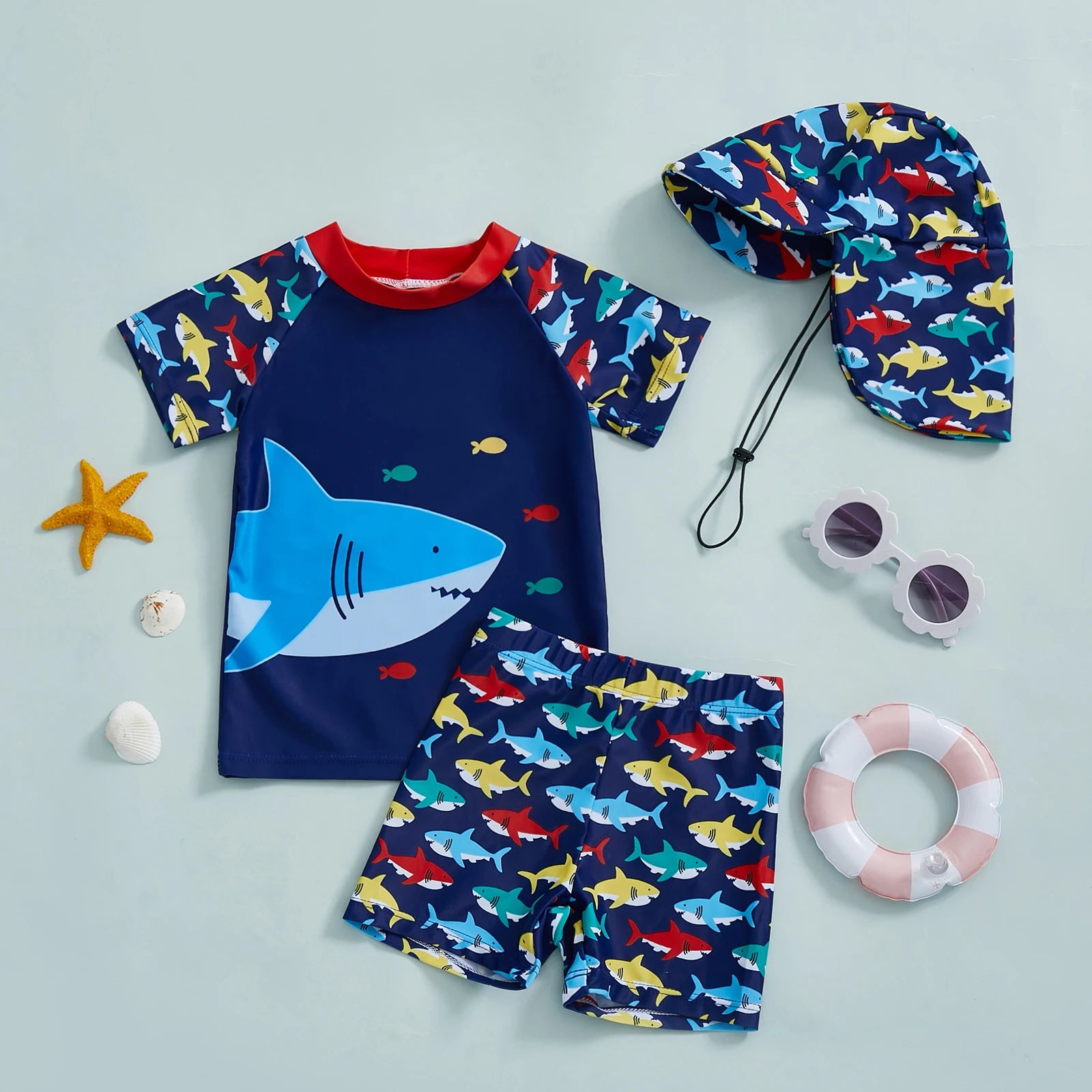 Baby boy Summer Swimsuit Set- Cute Shark Print