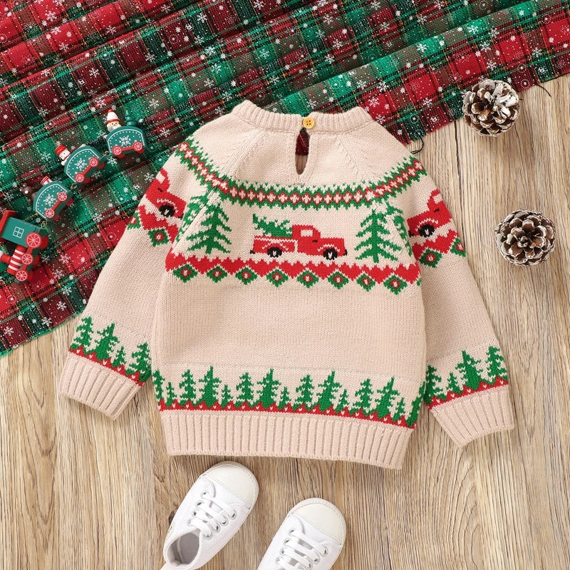 Baby Christmas Truck Knit Sweater