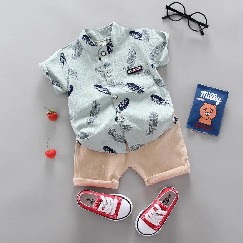 2024 Summer Baby Boy Outfit – 2PCS Top & Shorts Set