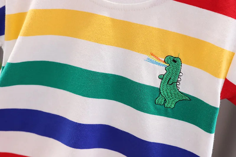 Cartoon Dinosaur O-neck T-shirt+Shorts+Bag for Toddler Boys
