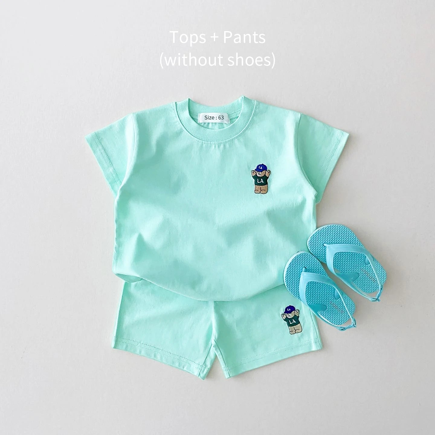 2-Piece Top & Bottom Set for Boys & Girls, Casual Sports Suit with Bear Embroidery