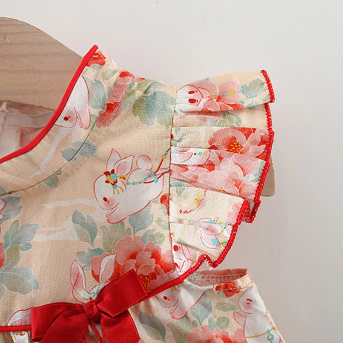 Baby Girl Dress – Cute Rabbit Print Flying Sleeves Summer Outfit (0-3Y)